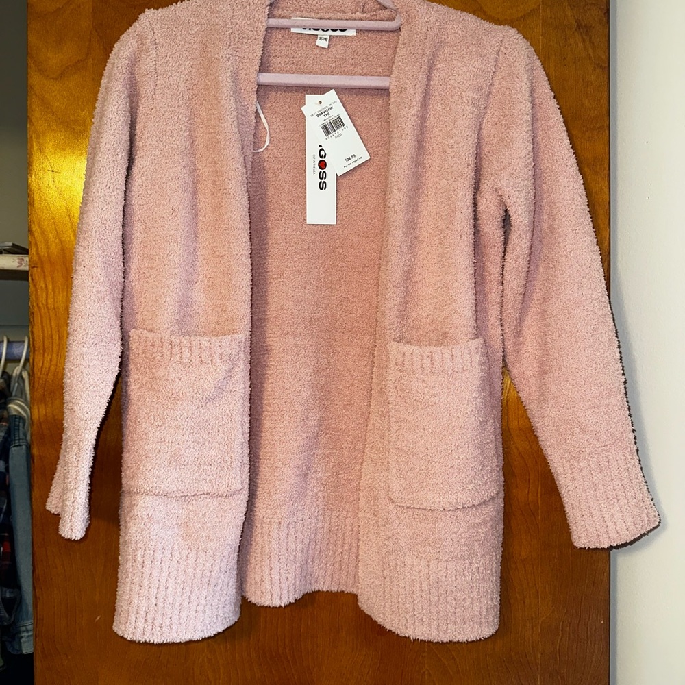 Buckle Vigoss Girl’s Cozy Open-Front Plush Cardigan Sweater - Blush Pink